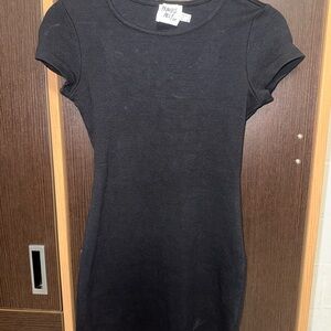 Princess Polly Black Ribbed Short Sleeve Dress